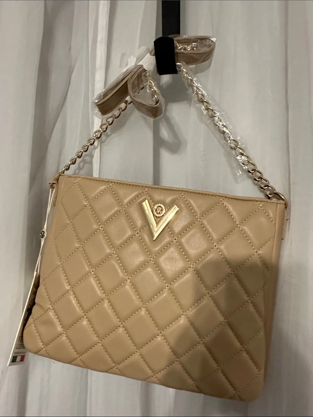 Valentino Orlandi NWT Quilted Taupe Crossbody Bag